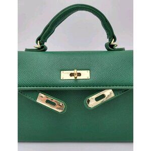 New Kelly Green PU Leather Wirkin STYLE Mini Tote Crossbody With Strap s…